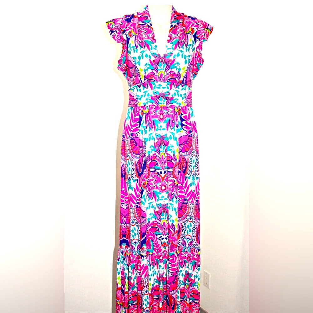 Lilly Pulitzer,  Adriann Maxi Dress flutter dress size XL